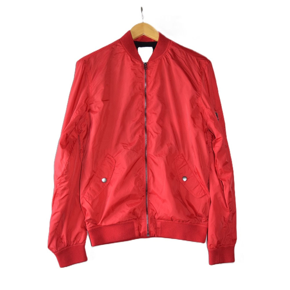 H&M L.O.G.G. Bomber Jacket Mens Small Red Excellent Lightweight Utility Zip